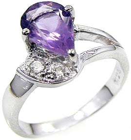Solid 925 Sterling Silver Genuine Amethyst ring